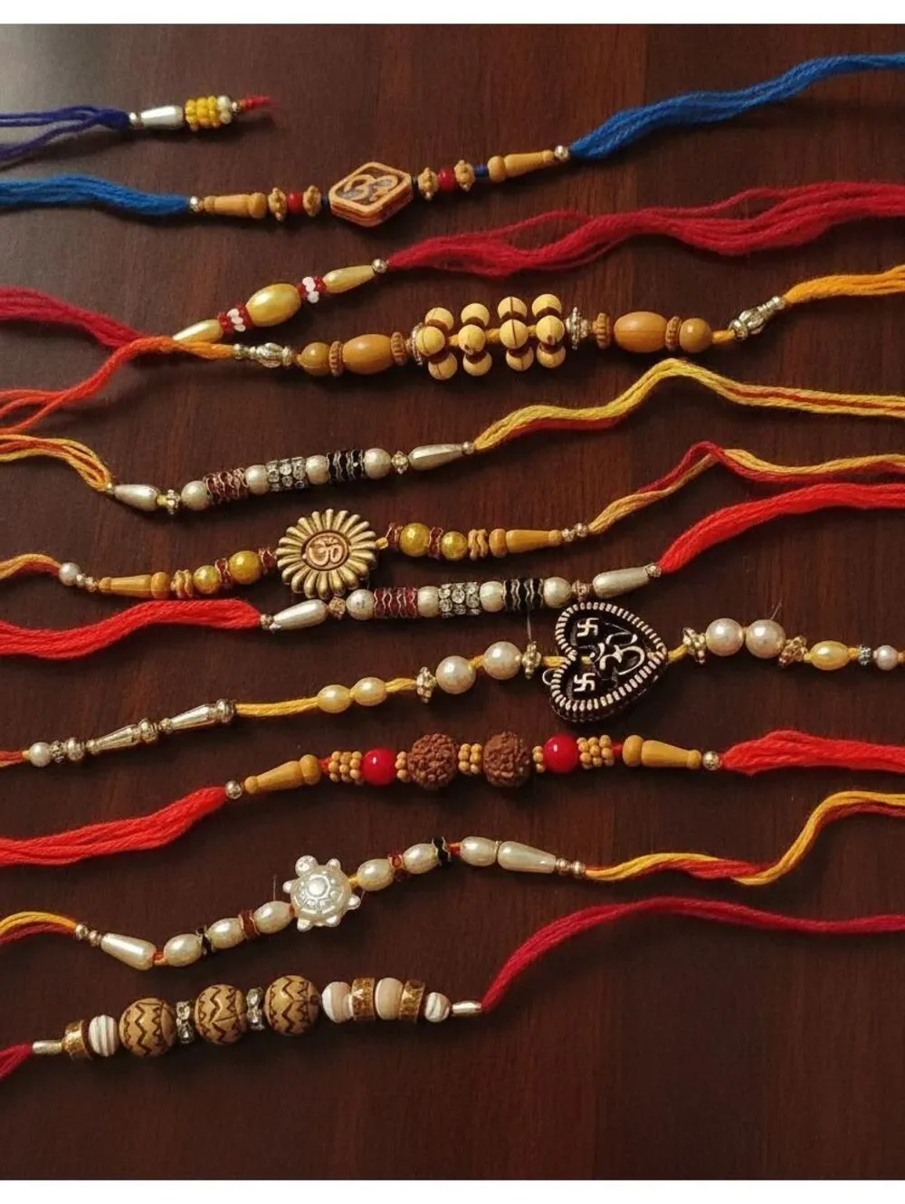 Lot of 12 Rakhi Style Beaded Bracelets – Multicolor Threads - Never Used